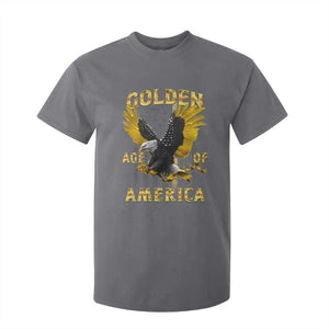 Trump 2025 Golden Age Of America T Shirt For Kid Gold Eagle Vintage American Flag TS11 Charcoal Print Your Wear