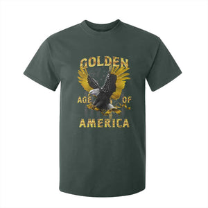 Trump 2025 Golden Age Of America T Shirt For Kid Gold Eagle Vintage American Flag TS11 Dark Forest Green Print Your Wear