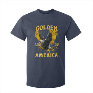 Trump 2025 Golden Age Of America T Shirt For Kid Gold Eagle Vintage American Flag TS11 Navy Print Your Wear