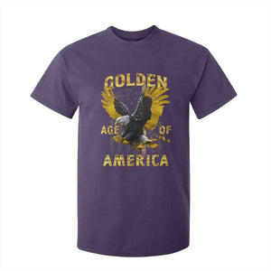 Trump 2025 Golden Age Of America T Shirt For Kid Gold Eagle Vintage American Flag TS11 Purple Print Your Wear