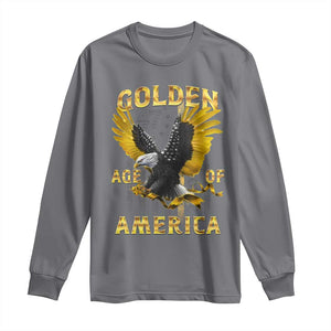 Trump 2025 Golden Age Of America Long Sleeve Shirt Gold Eagle Vintage American Flag TS11 Charcoal Print Your Wear