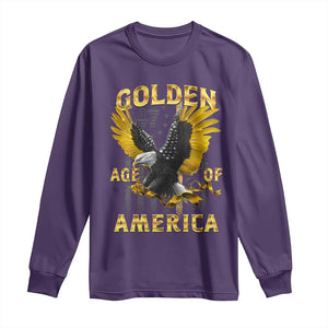 Trump 2025 Golden Age Of America Long Sleeve Shirt Gold Eagle Vintage American Flag TS11 Purple Print Your Wear