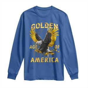 Trump 2025 Golden Age Of America Long Sleeve Shirt Gold Eagle Vintage American Flag TS11 Royal Blue Print Your Wear