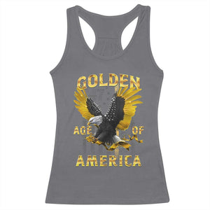 Trump 2025 Golden Age Of America Racerback Tank Top Gold Eagle Vintage American Flag TS11 Charcoal Print Your Wear