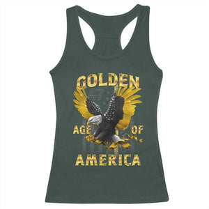 Trump 2025 Golden Age Of America Racerback Tank Top Gold Eagle Vintage American Flag TS11 Dark Forest Green Print Your Wear