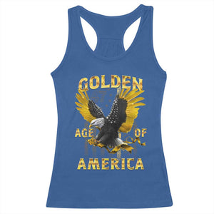 Trump 2025 Golden Age Of America Racerback Tank Top Gold Eagle Vintage American Flag TS11 Royal Blue Print Your Wear