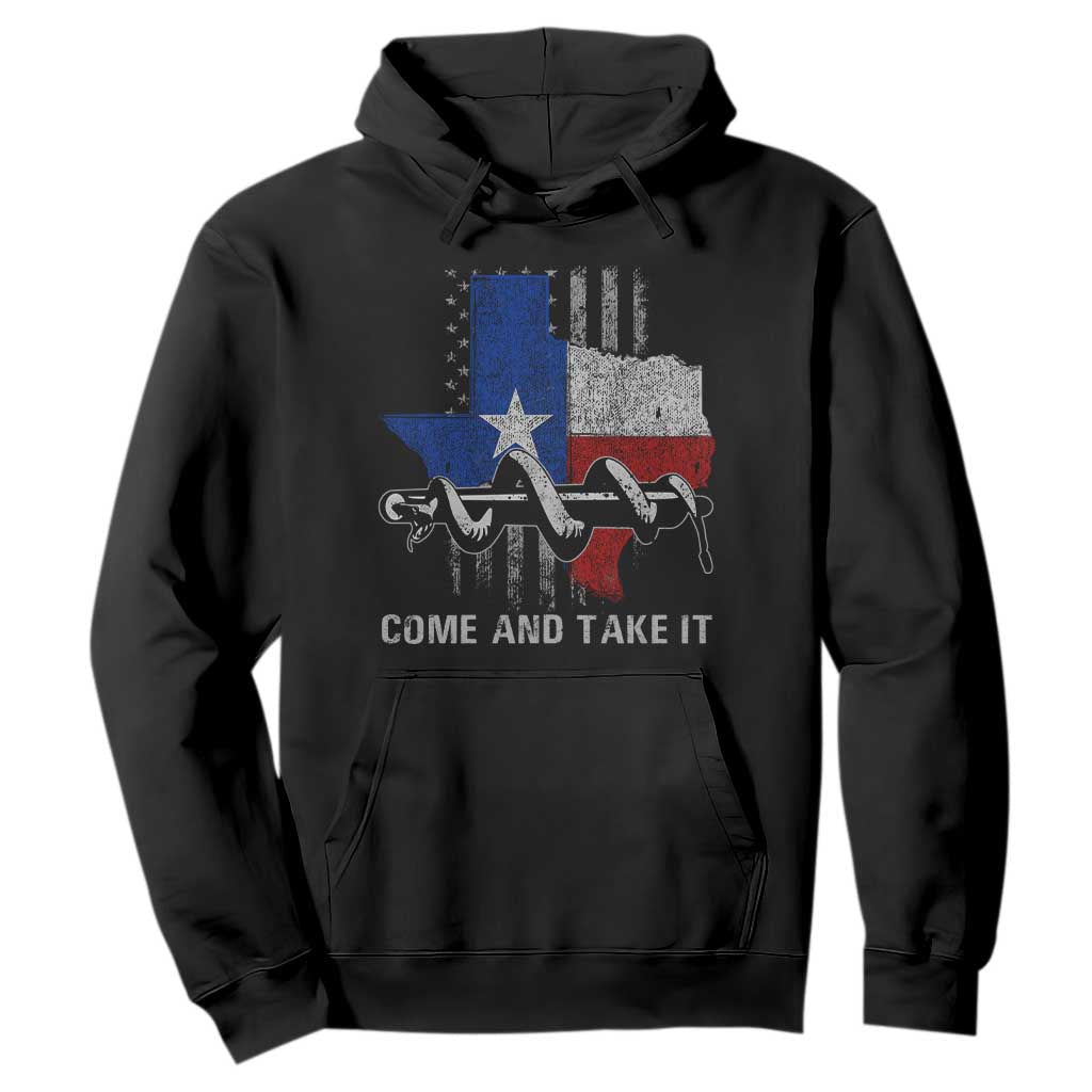 History Of Texas Hoodie Come And Take It Gonzales Texas Map American Flag TS11 Black Print Your Wear