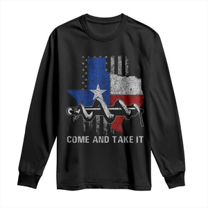 History Of Texas Long Sleeve Shirt Come And Take It Gonzales Texas Map American Flag TS11 Black Print Your Wear