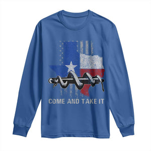 History Of Texas Long Sleeve Shirt Come And Take It Gonzales Texas Map American Flag TS11 Royal Blue Print Your Wear