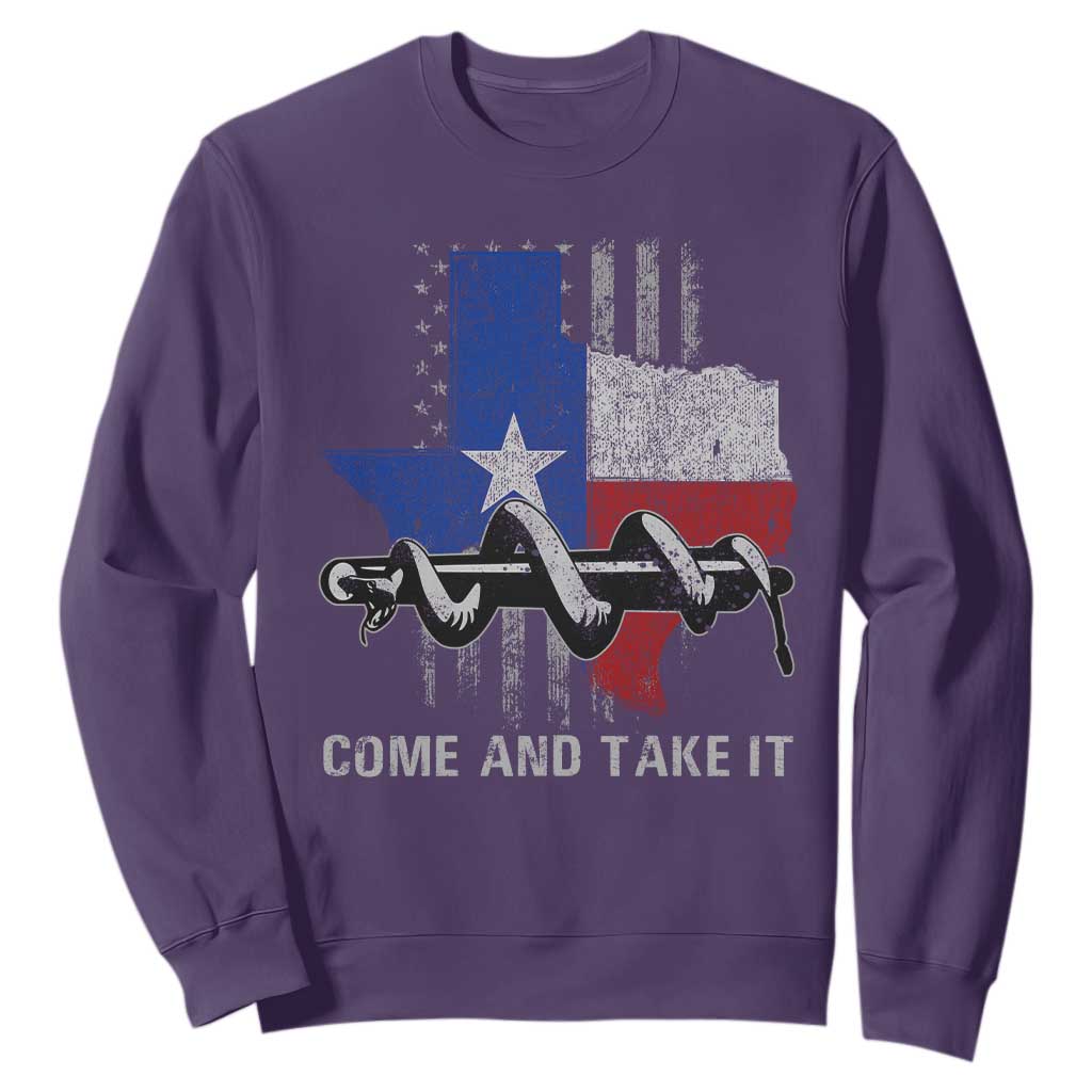 History Of Texas Sweatshirt Come And Take It Gonzales Texas Map American Flag TS11 Purple Print Your Wear