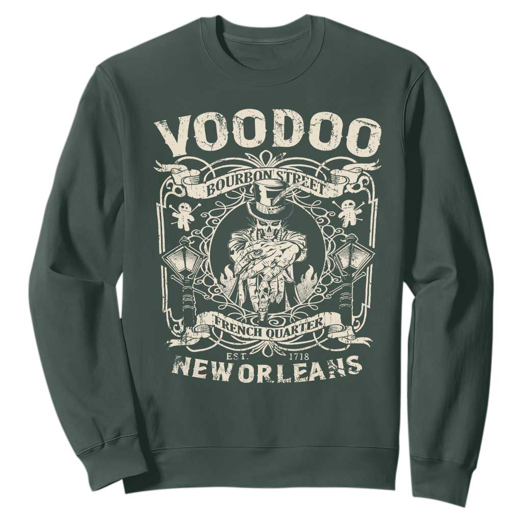 Voodoo Bourbon Street Spooky New Orleans Sweatshirt Voodoo Doctor TS11 Dark Forest Green Print Your Wear