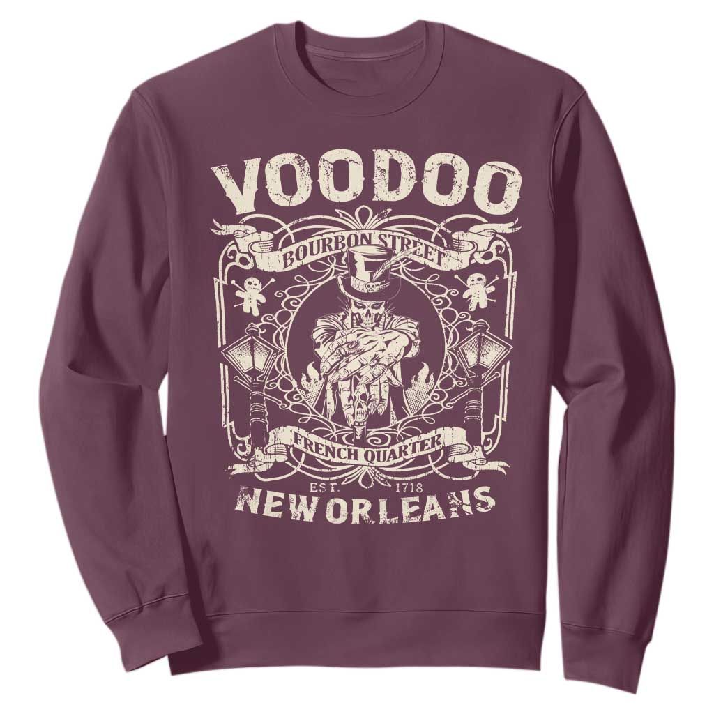Voodoo Bourbon Street Spooky New Orleans Sweatshirt Voodoo Doctor TS11 Maroon Print Your Wear