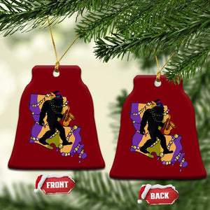 Funny Bigfoot Mardi Gras Louisiana Map Jazz Music Ceramic Ornament TS11 Print Your Wear