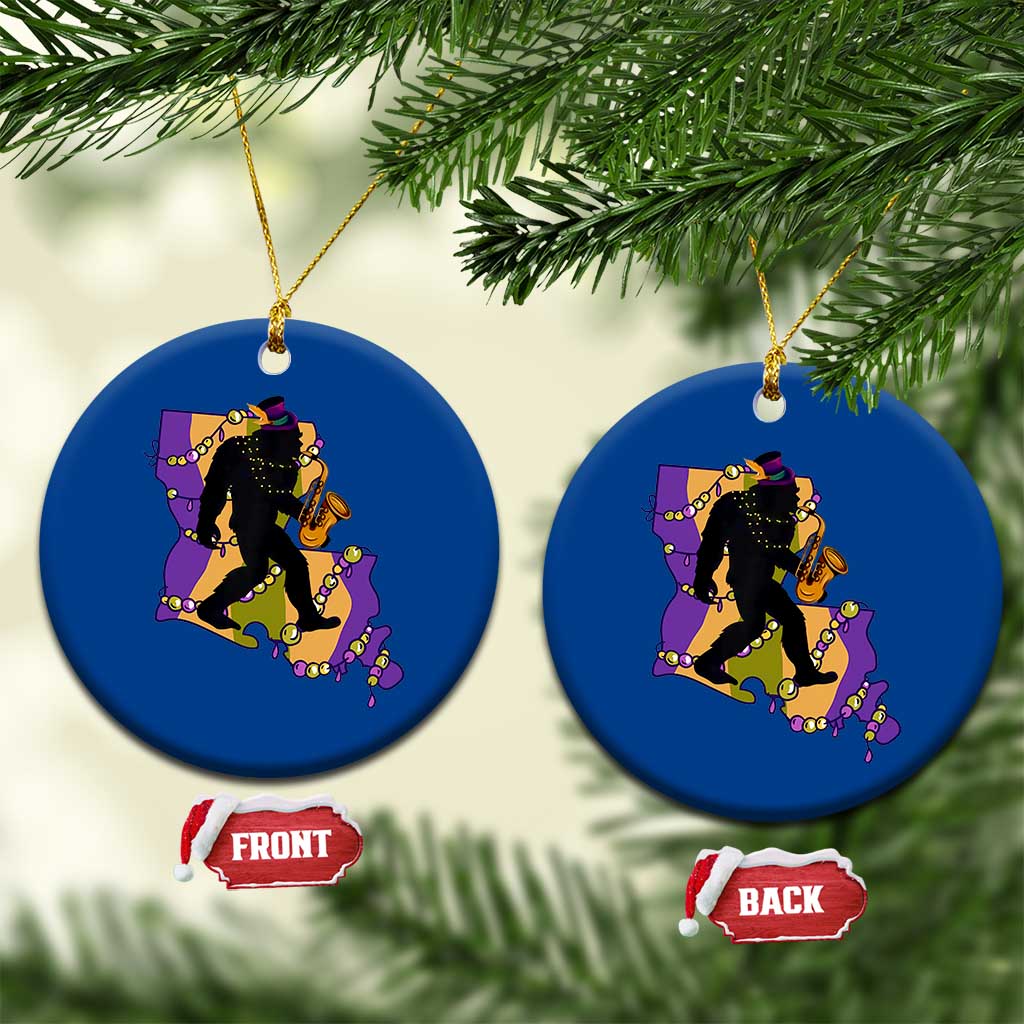 Funny Bigfoot Mardi Gras Louisiana Map Jazz Music Ceramic Ornament TS11 1pc Blue Print Your Wear