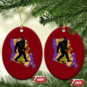 Funny Bigfoot Mardi Gras Louisiana Map Jazz Music Ceramic Ornament TS11 Print Your Wear