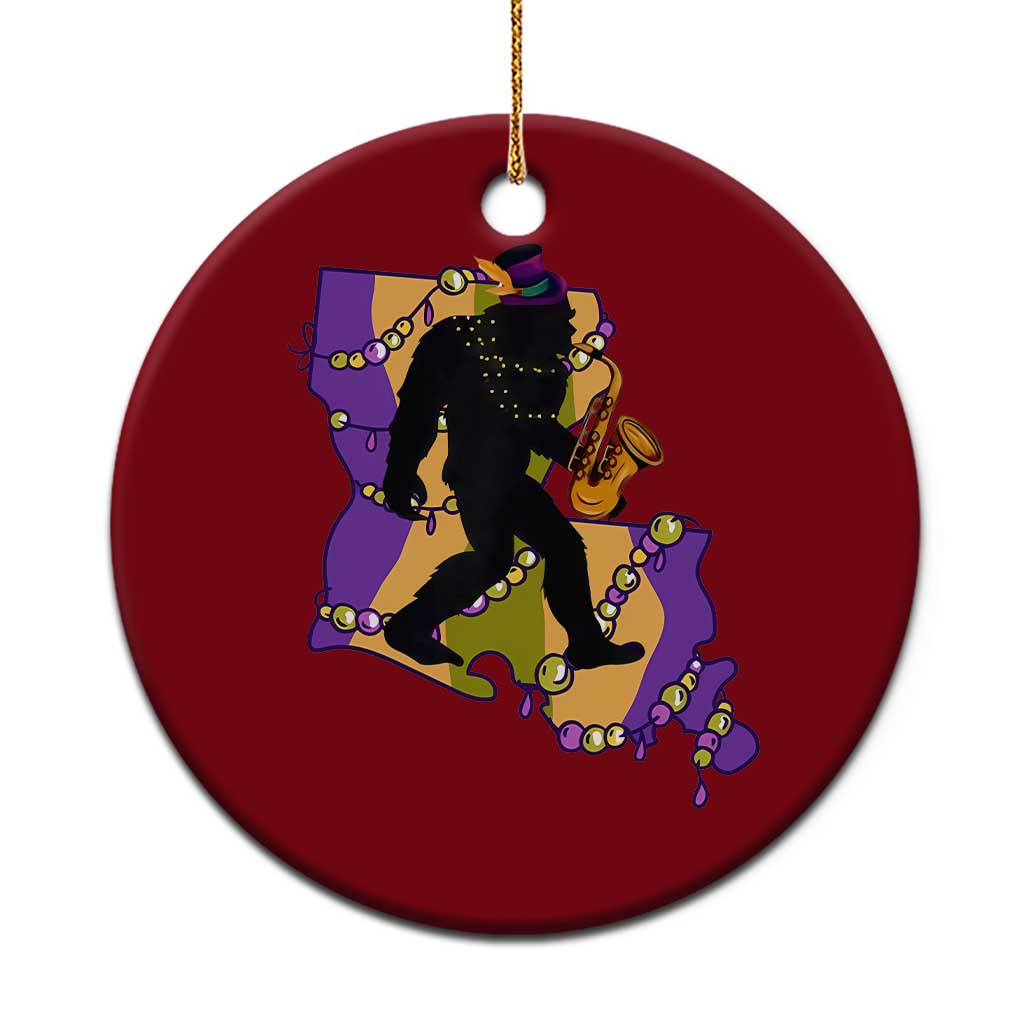 Funny Bigfoot Mardi Gras Louisiana Map Jazz Music Ceramic Ornament TS11 1pc Red Print Your Wear