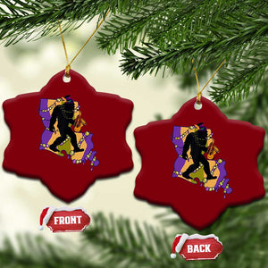 Funny Bigfoot Mardi Gras Louisiana Map Jazz Music Ceramic Ornament TS11 Print Your Wear