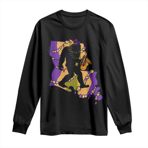 Funny Bigfoot Mardi Gras Louisiana Map Jazz Music Long Sleeve Shirt TS11 Black Print Your Wear