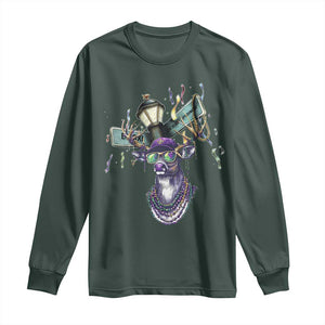 Funny Mardi Gras Mississippi Deer Long Sleeve Shirt Biloxi Ocean Springs Carnival TS11 Dark Forest Green Print Your Wear