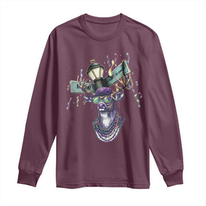 Funny Mardi Gras Mississippi Deer Long Sleeve Shirt Biloxi Ocean Springs Carnival TS11 Maroon Print Your Wear