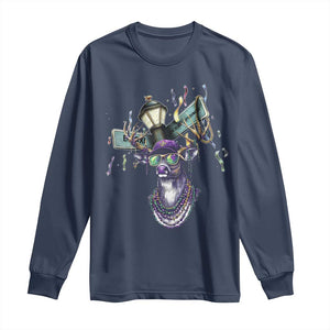 Funny Mardi Gras Mississippi Deer Long Sleeve Shirt Biloxi Ocean Springs Carnival TS11 Navy Print Your Wear