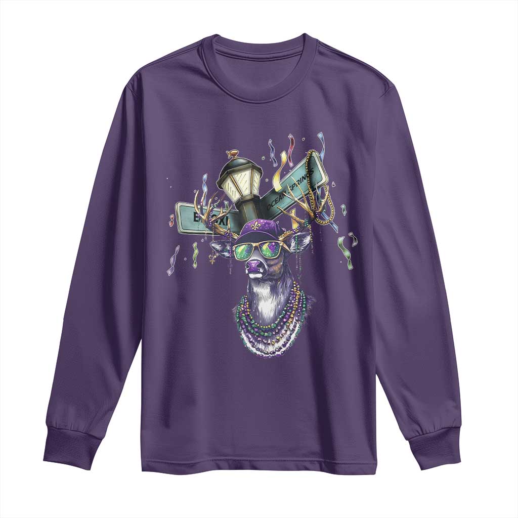 Funny Mardi Gras Mississippi Deer Long Sleeve Shirt Biloxi Ocean Springs Carnival TS11 Purple Print Your Wear