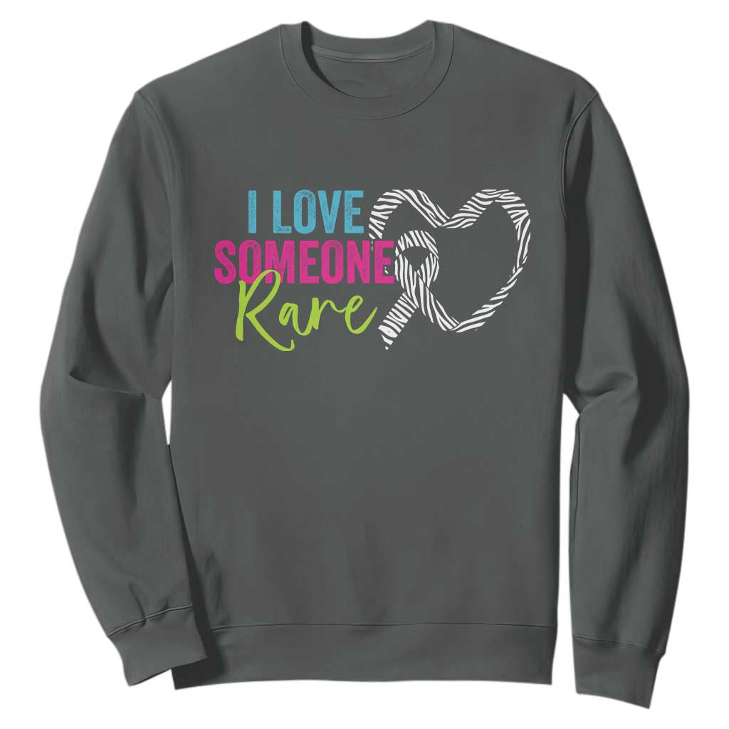 Rare Disease Awareness Sweatshirt I Love Someone Rare Zebra Ribbon TS11 Dark Heather Print Your Wear