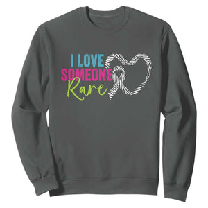 Rare Disease Awareness Sweatshirt I Love Someone Rare Zebra Ribbon TS11 Dark Heather Print Your Wear