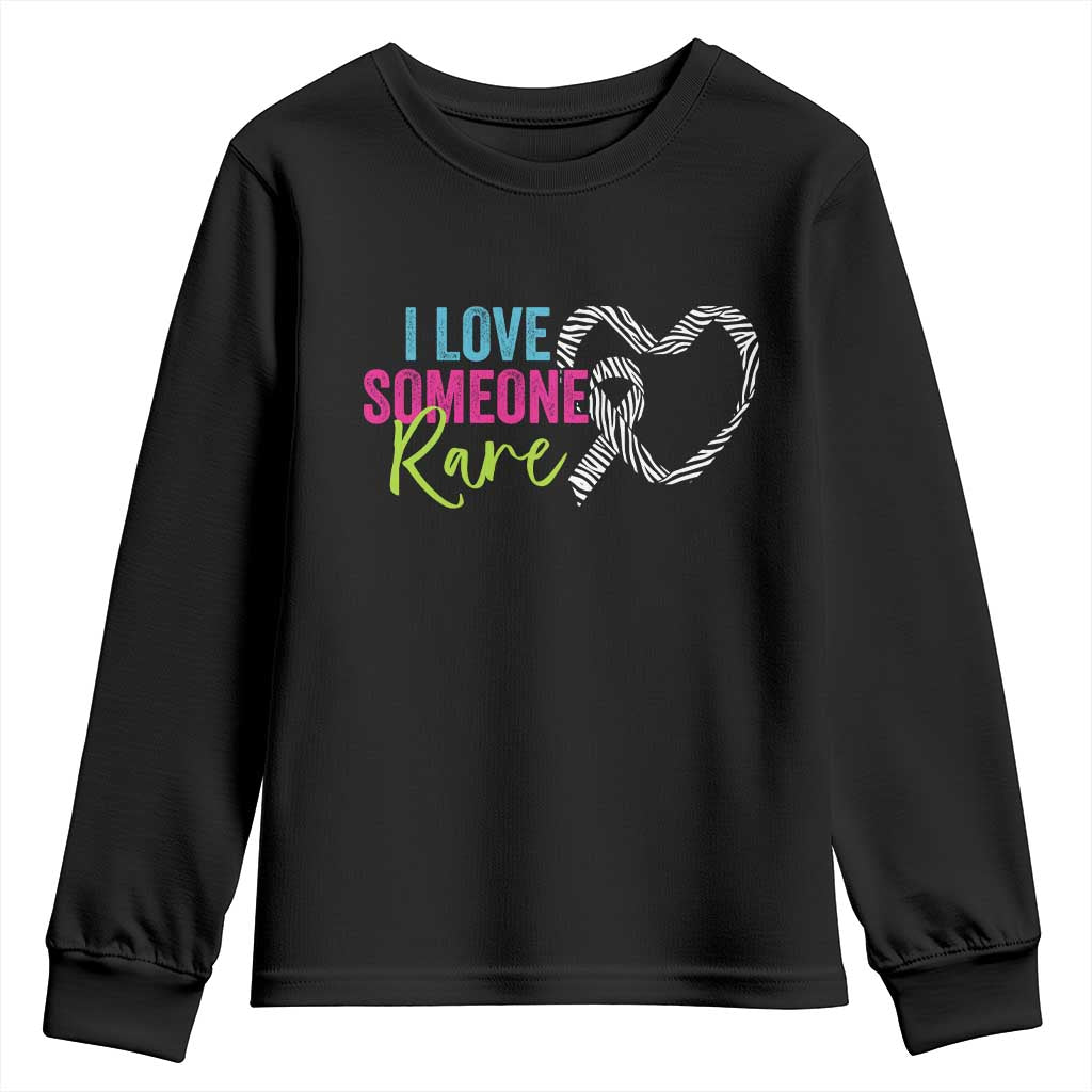 Rare Disease Awareness Youth Sweatshirt I Love Someone Rare Zebra Ribbon TS11 Black Print Your Wear