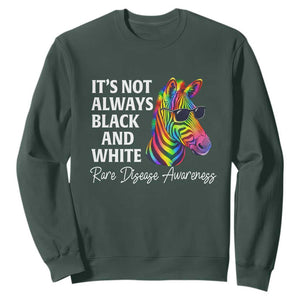 Rare Disease Awareness Sweatshirt It Is Not Always Black And White Colorful Zebra TS11 Dark Forest Green Print Your Wear