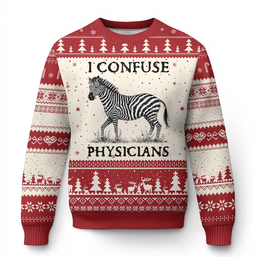 I Confuse Physicians Rare Disease Awareness Ugly Christmas Sweater Funny Zebra TS11 Beige Red Print Your Wear