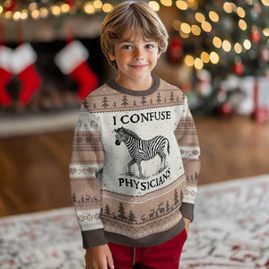 I Confuse Physicians Rare Disease Awareness Ugly Christmas Sweater Funny Zebra TS11 Mocha Mousse Print Your Wear