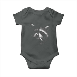 Funny Raccoon Smoking Cigarette Meme Baby Onesie Trash Panda Face Y2K Graphic TS11 Dark Heather Print Your Wear