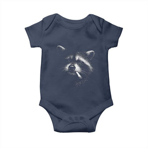 Funny Raccoon Smoking Cigarette Meme Baby Onesie Trash Panda Face Y2K Graphic TS11 Navy Print Your Wear