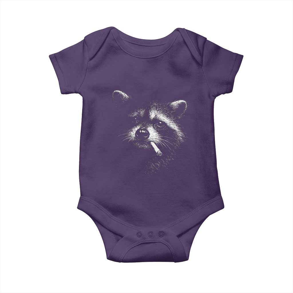 Funny Raccoon Smoking Cigarette Meme Baby Onesie Trash Panda Face Y2K Graphic TS11 Purple Print Your Wear
