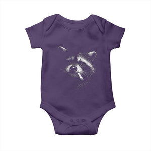 Funny Raccoon Smoking Cigarette Meme Baby Onesie Trash Panda Face Y2K Graphic TS11 Purple Print Your Wear
