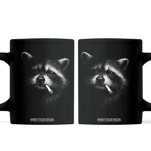 Funny Raccoon Smoking Cigarette Meme Coffee Mug Trash Panda Face Y2K Graphic TS11 Black Print Your Wear