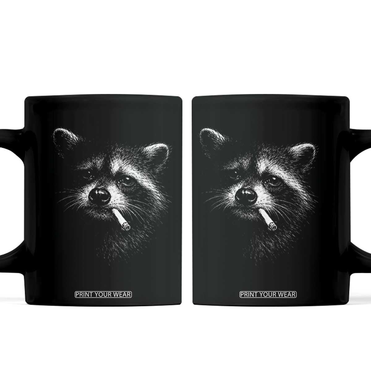 Funny Raccoon Smoking Cigarette Meme Coffee Mug Trash Panda Face Y2K Graphic TS11 Black Print Your Wear