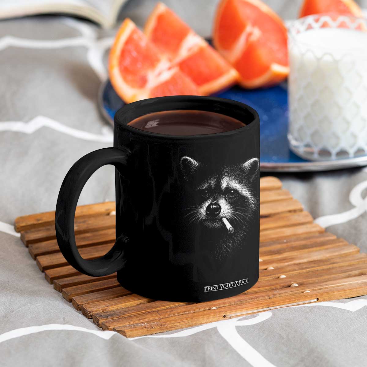 Funny Raccoon Smoking Cigarette Meme Coffee Mug Trash Panda Face Y2K Graphic TS11 Print Your Wear