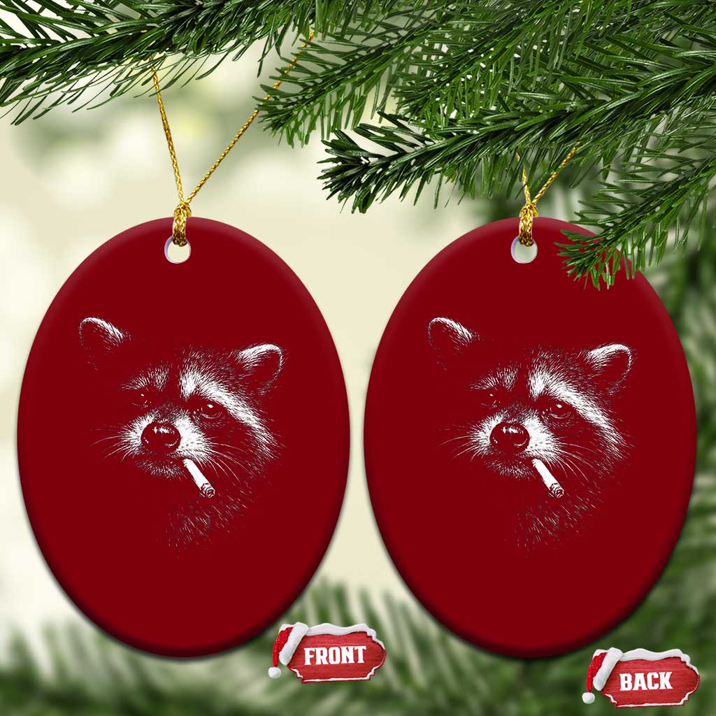 Funny Raccoon Smoking Cigarette Meme Ceramic Ornament Trash Panda Face Y2K Graphic TS11 Print Your Wear