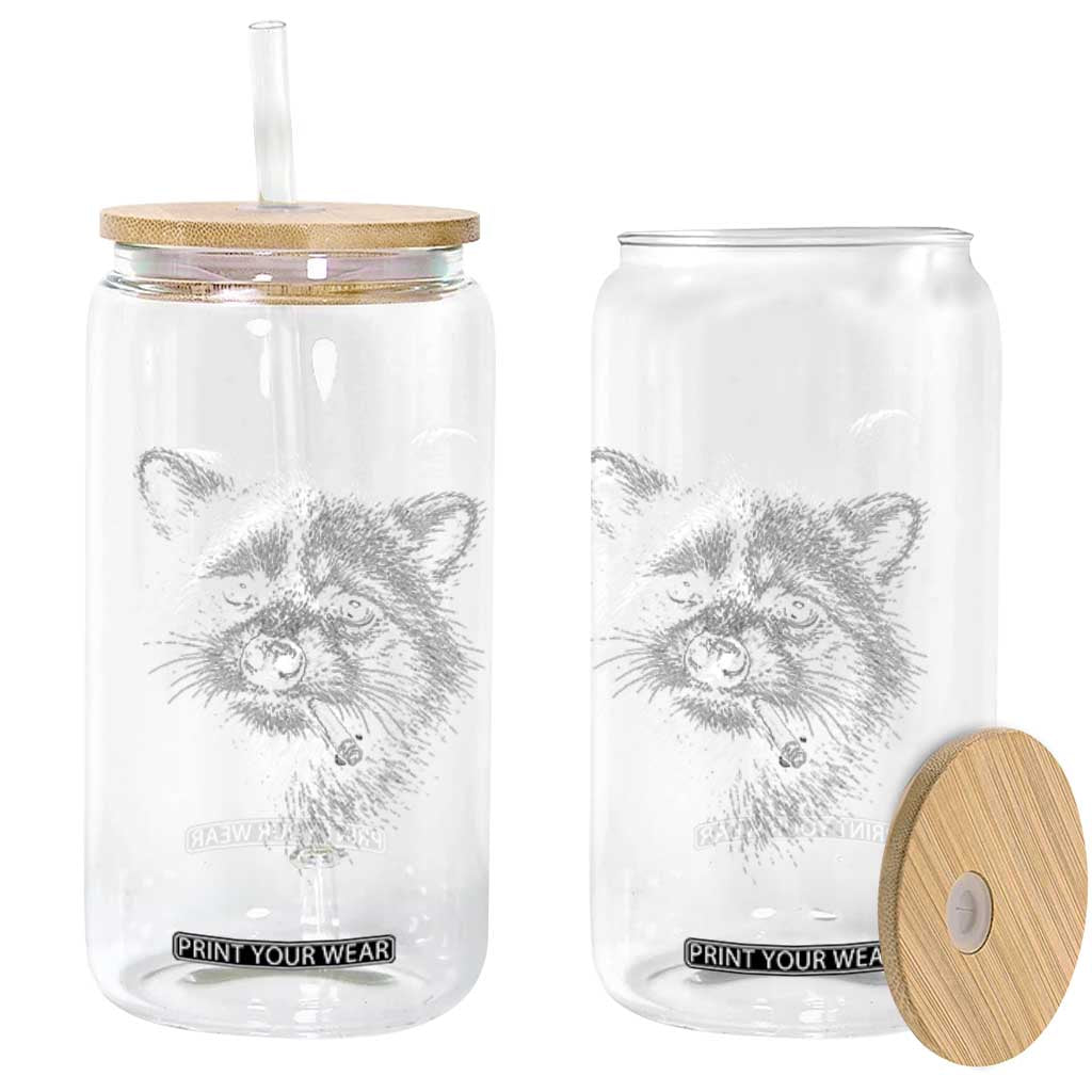 Funny Raccoon Smoking Cigarette Meme Glass Can Trash Panda Face Y2K Graphic TS11 Print Your Wear