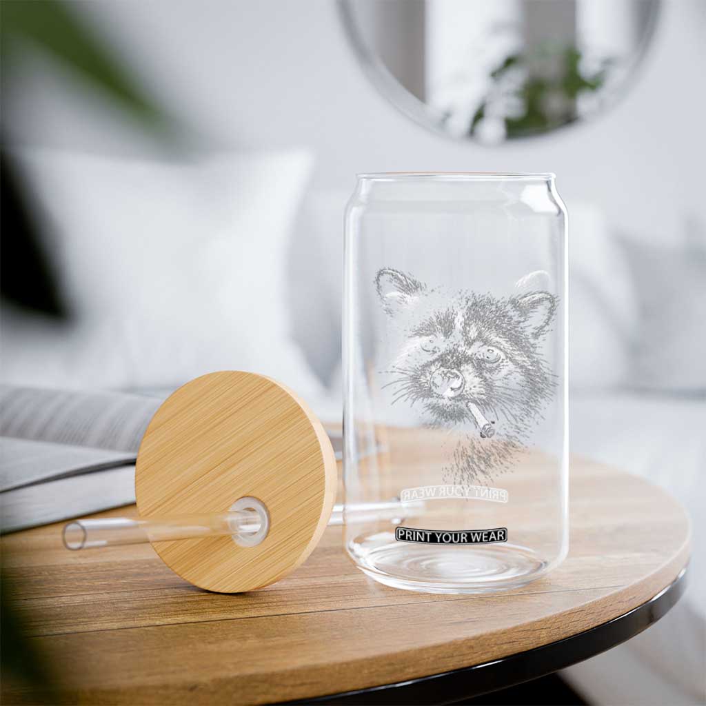 Funny Raccoon Smoking Cigarette Meme Glass Can Trash Panda Face Y2K Graphic TS11 Print Your Wear