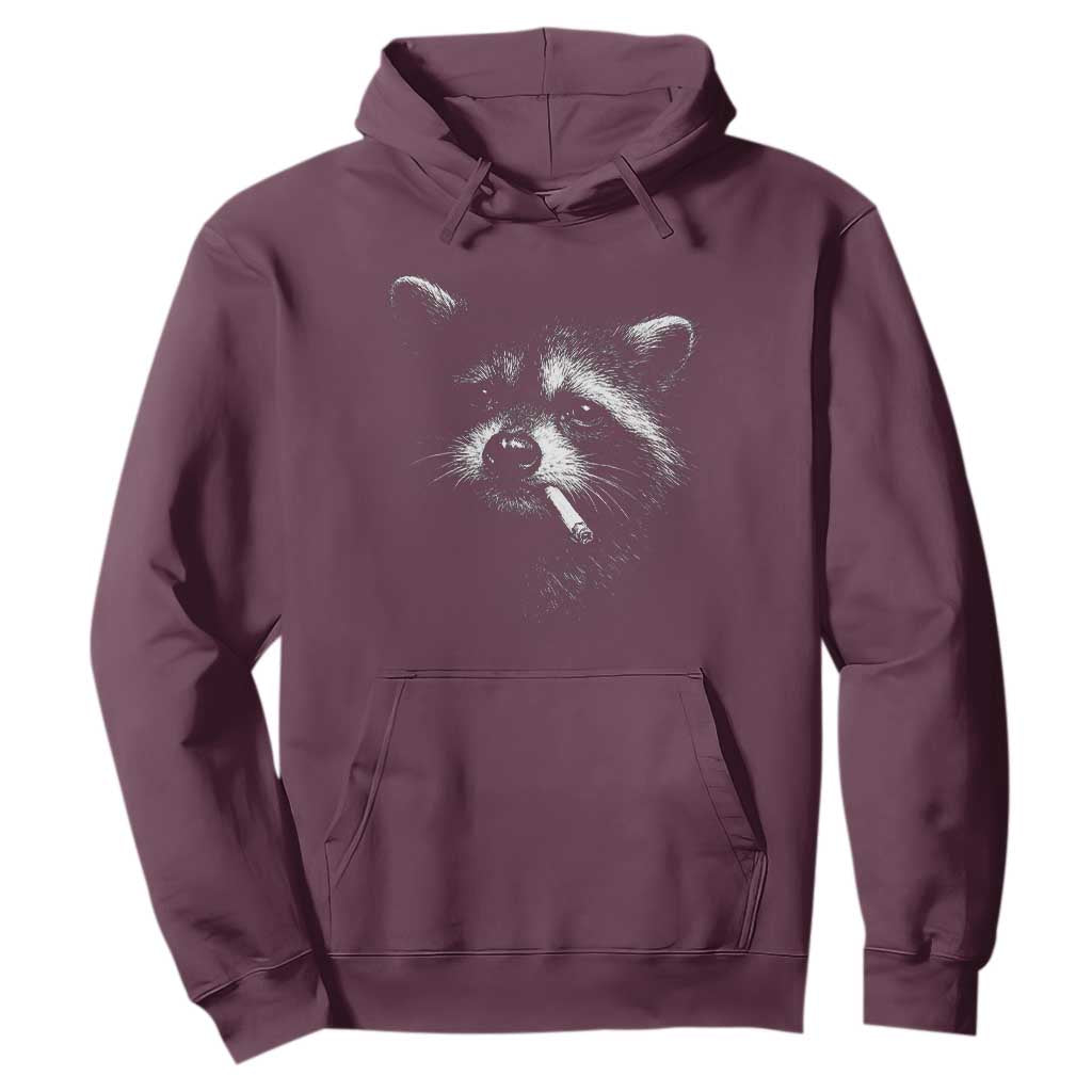 Funny Raccoon Smoking Cigarette Meme Hoodie Trash Panda Face Y2K Graphic TS11 Maroon Print Your Wear