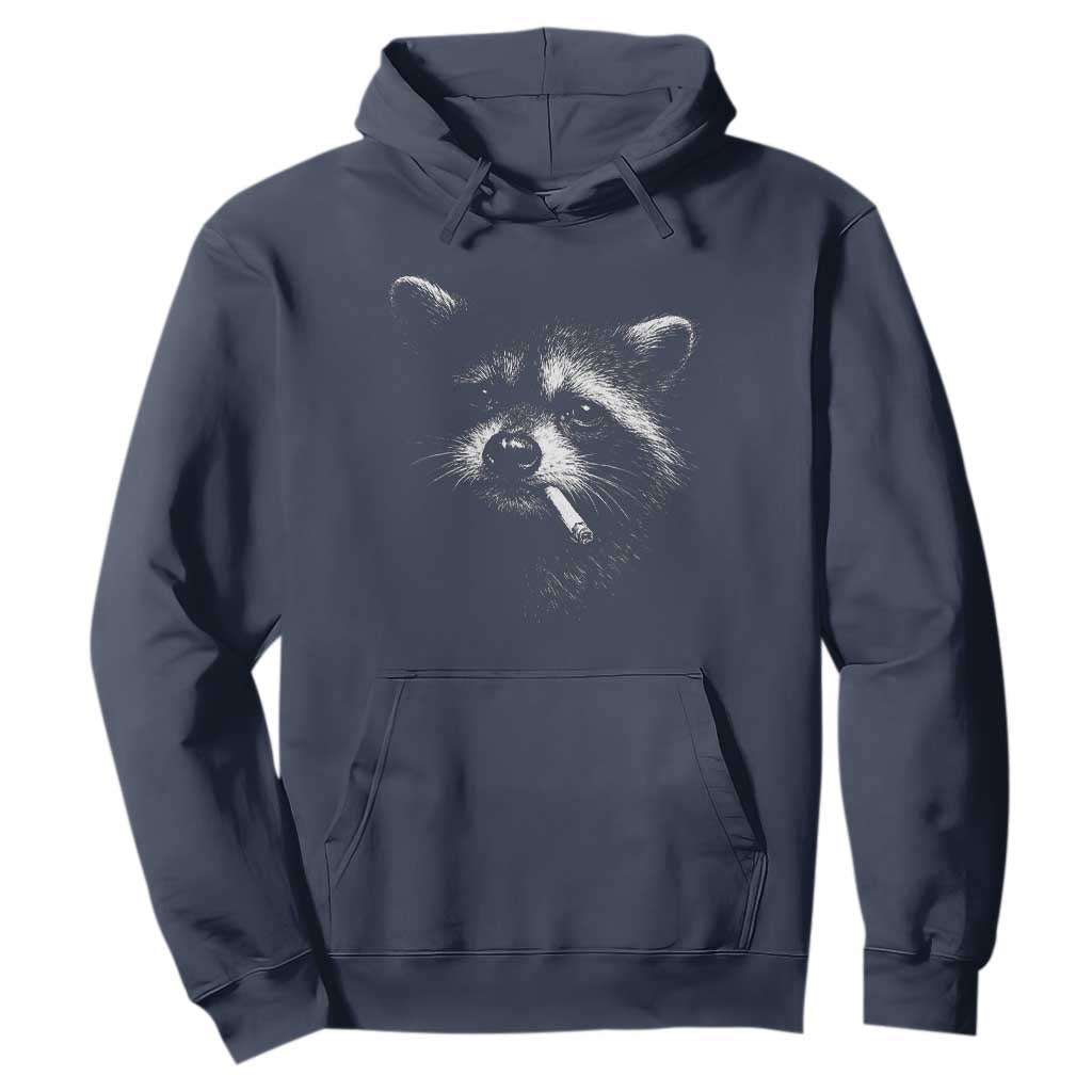 Funny Raccoon Smoking Cigarette Meme Hoodie Trash Panda Face Y2K Graphic TS11 Navy Print Your Wear