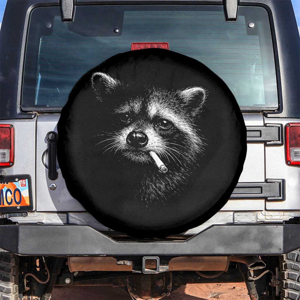 Funny Raccoon Smoking Cigarette Meme Spare Tire Cover Trash Panda Face Y2K Graphic TS11 No hole Black Print Your Wear