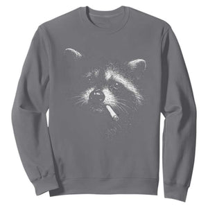 Funny Raccoon Smoking Cigarette Meme Sweatshirt Trash Panda Face Y2K Graphic TS11 Charcoal Print Your Wear