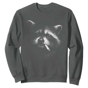 Funny Raccoon Smoking Cigarette Meme Sweatshirt Trash Panda Face Y2K Graphic TS11 Dark Heather Print Your Wear