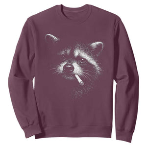 Funny Raccoon Smoking Cigarette Meme Sweatshirt Trash Panda Face Y2K Graphic TS11 Maroon Print Your Wear