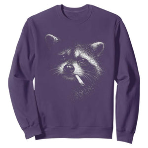 Funny Raccoon Smoking Cigarette Meme Sweatshirt Trash Panda Face Y2K Graphic TS11 Purple Print Your Wear