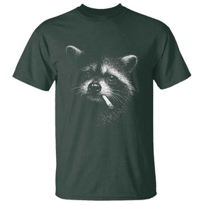Funny Raccoon Smoking Cigarette Meme T Shirt Trash Panda Face Y2K Graphic TS11 Dark Forest Green Print Your Wear
